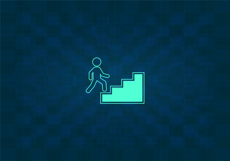 Concept, businessman on stair or steps, metaphor to success, climb, business, rise, achievement, growth, job, career, leadership, education, goal or futureのイラスト素材