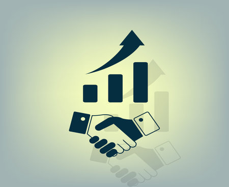 Business growth concept. Handshake with graph stock.のイラスト素材