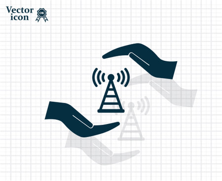 vector icon with wi-fi on the handのイラスト素材