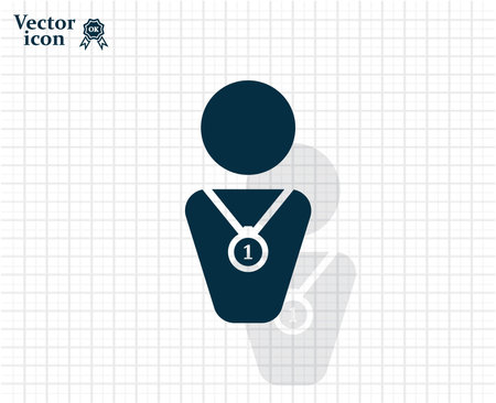 Winner with medal on chest, vector icon.のイラスト素材