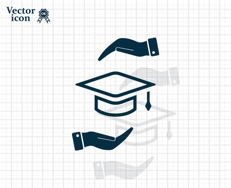 A square academic hat with a palm brushのイラスト素材