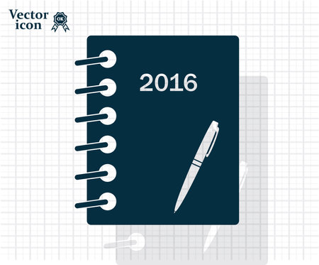 Diary 2016, vector stationary notebook with elastic bandのイラスト素材