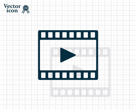 film strip with play - black vector iconのイラスト素材