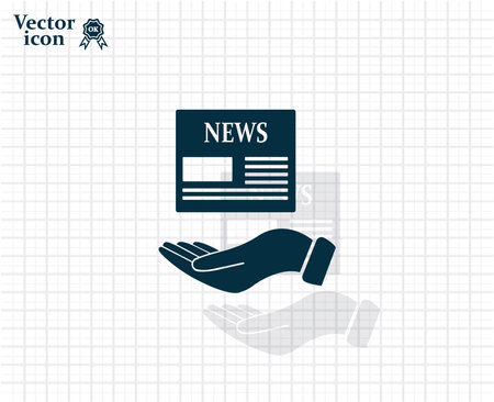 Hands holding newspaper. Vector flat icon of news.のイラスト素材