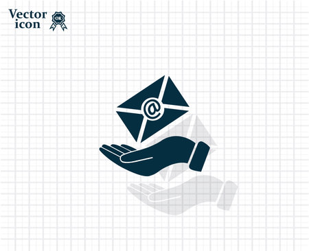 E-Mail in hand, vector icon illustration. Flat design styleのイラスト素材