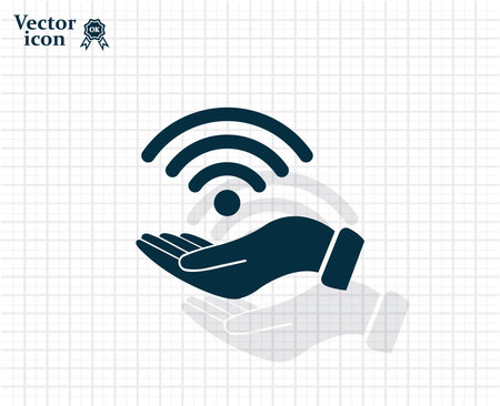 Hand with Wi-Fi Icon.のイラスト素材