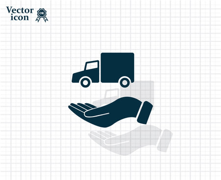 car in hand - vector iconのイラスト素材