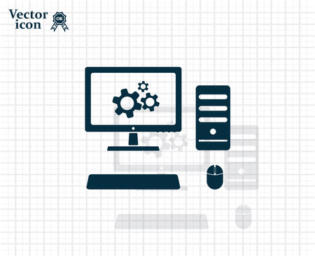 setting parameters, laptop icon, vector illustration. Flat design styleのイラスト素材