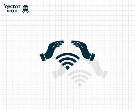 Hand with Wi-Fi Icon.のイラスト素材