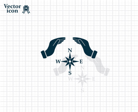 Illustration of two hands protecting or giving a compassのイラスト素材