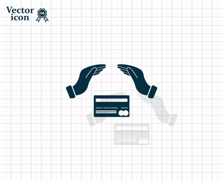 plastic card in hand, web icon. vector designのイラスト素材