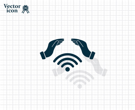 Hand with Wi-Fi Icon.のイラスト素材