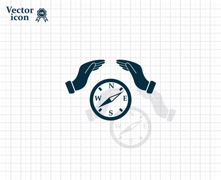 Illustration of two hands protecting or giving a compassのイラスト素材