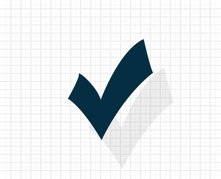 check mark, tick, yes, vote icon with shadow on a gray backgroundのイラスト素材
