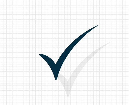 check mark, tick, yes, vote icon with shadow on a gray backgroundのイラスト素材