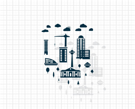 City icon. Vector illustration, flat design. Isolated on white background.のイラスト素材