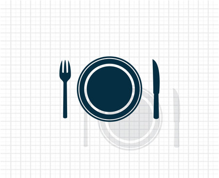 Place setting with plate, knife and forkのイラスト素材