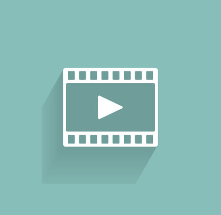 film strip with play - black vector iconのイラスト素材