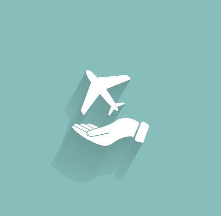 Airplane Icon in hand - vector iconのイラスト素材