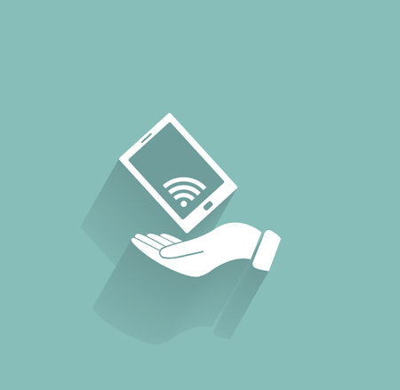 phone wifi on hand icon vectorのイラスト素材