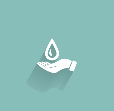 Hand holds water drop symbol.のイラスト素材