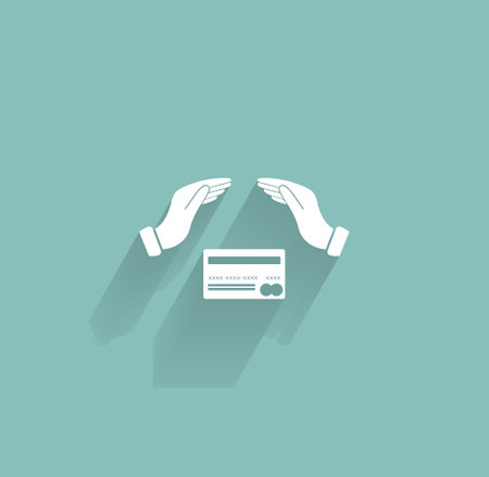 plastic card in hand, web icon. vector designのイラスト素材