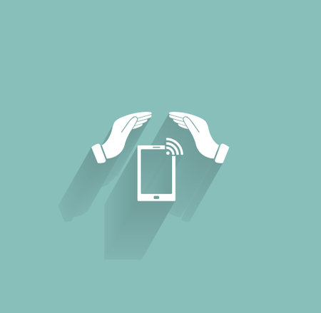 phone wifi on hand icon vectorのイラスト素材