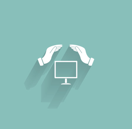 insurance computer. vector icon.のイラスト素材