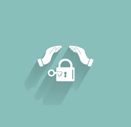 hand over the lock, vector iconのイラスト素材