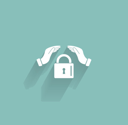 hand over the lock, vector iconのイラスト素材