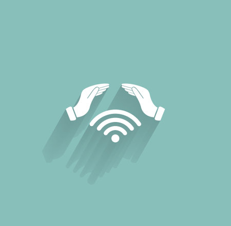 Hand with Wi-Fi Icon.のイラスト素材