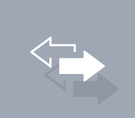 2 side arrow premium illustration icon, isolated, white on dark background, with text elements