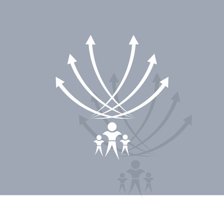 Vector illustration with the image of arrows and peopleのイラスト素材