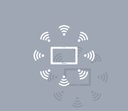 WiFi around the tablet iconのイラスト素材