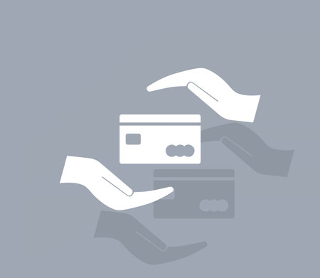 plastic card in hand, web icon. vector designのイラスト素材