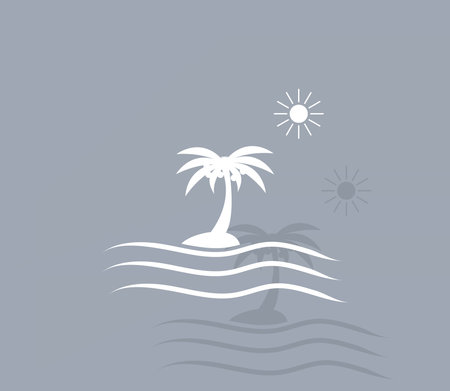 Palm trees silhouette on art islandのイラスト素材