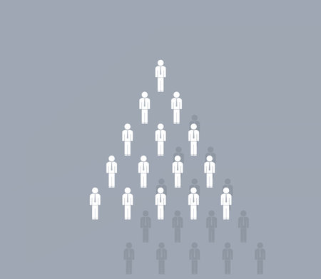 People pyramid vector illustration. Team and leader on top of pyramid.のイラスト素材