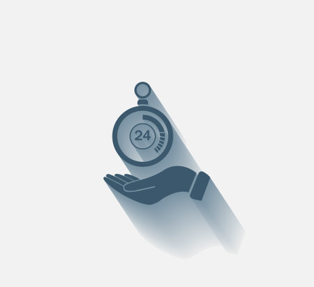 flat hand giving the clock iconのイラスト素材