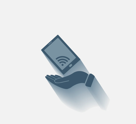 phone wifi on hand icon vectorのイラスト素材