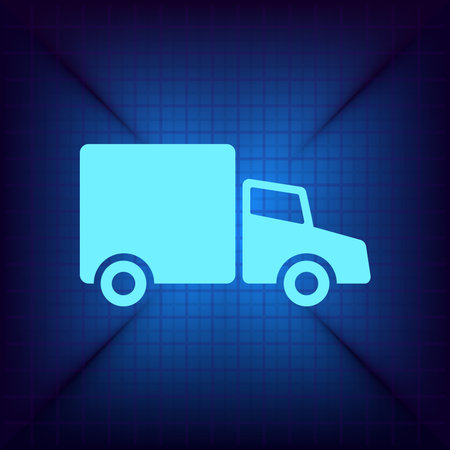 Delivery truck icon on blue background. Flat design style eps 10のイラスト素材