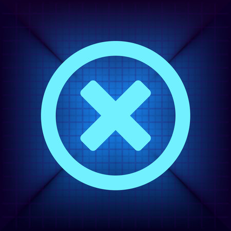 Cross sign icon. Delete symbol. Zoom out. Blue background. Vector illustrationのイラスト素材