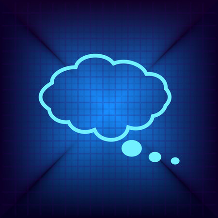 Illustration of a blue speech bubble on a blue background with gridのイラスト素材