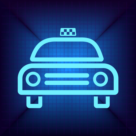 Taxi icon on blue background. Vector illustration. Eps 10.のイラスト素材