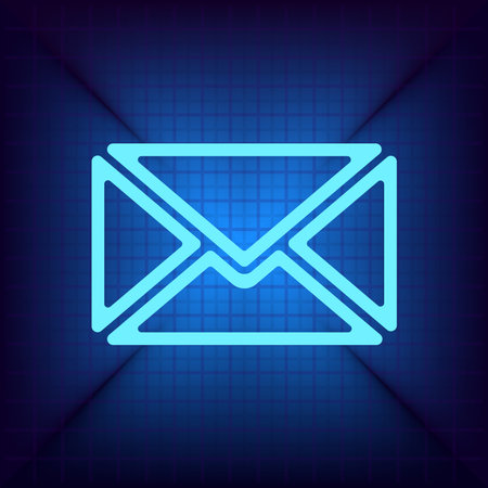 Envelope mail icon on blue background. Email message symbol.のイラスト素材