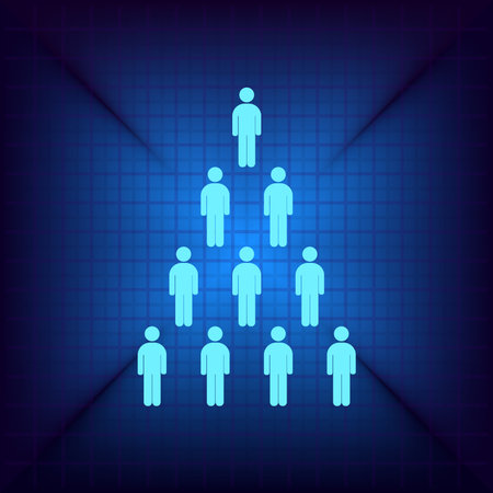 Vector illustration of a pyramid made up of people. Teamwork conceptのイラスト素材