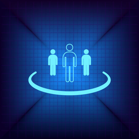 Teamwork concept. Blue icon on a dark blue background. Vector illustrationのイラスト素材