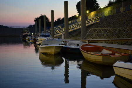 Nice small boats on waterのeditorial素材