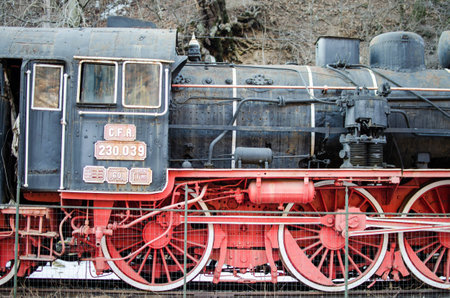 Big old train in the train stationの写真素材
