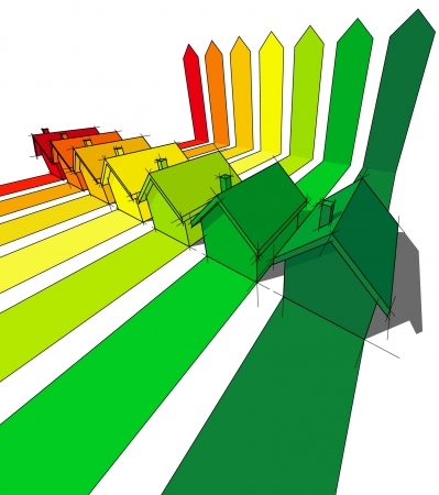 seven houses certified in energetic classes のイラスト素材