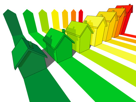 seven houses certified in seven energetic classes のイラスト素材